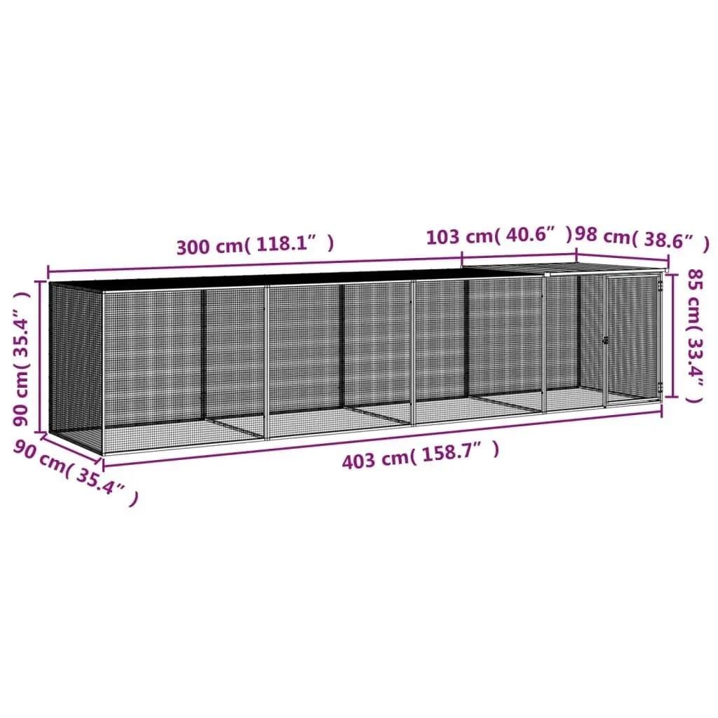 Chicken Cage with Roof Anthracite 403x98x90 cm Galvanised Steel 3189040