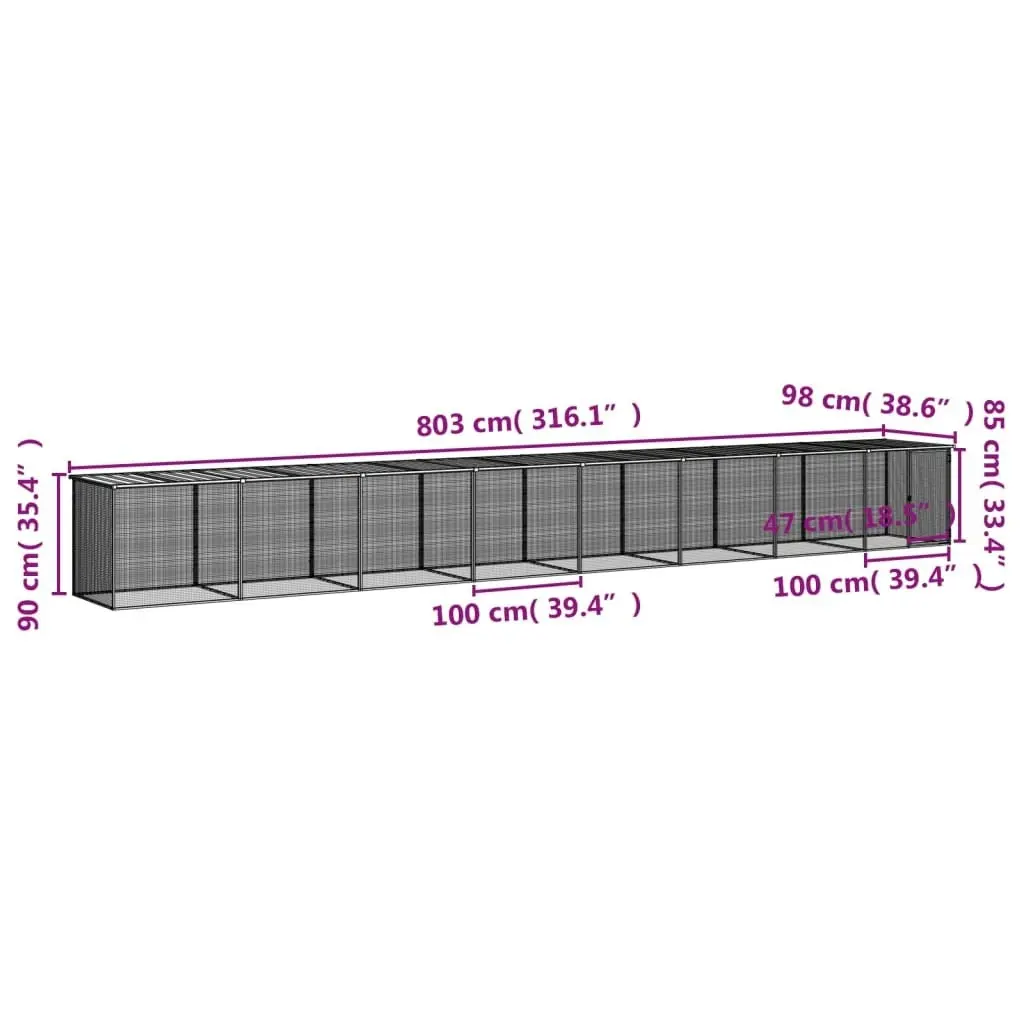 Chicken Cage with Roof Anthracite 803x98x90 cm Galvanised Steel 3189052