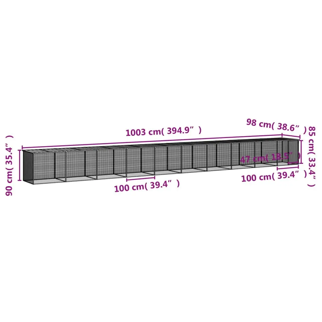 Chicken Cage with Roof Anthracite 1003x98x90 cm Galvanised Steel 3189053