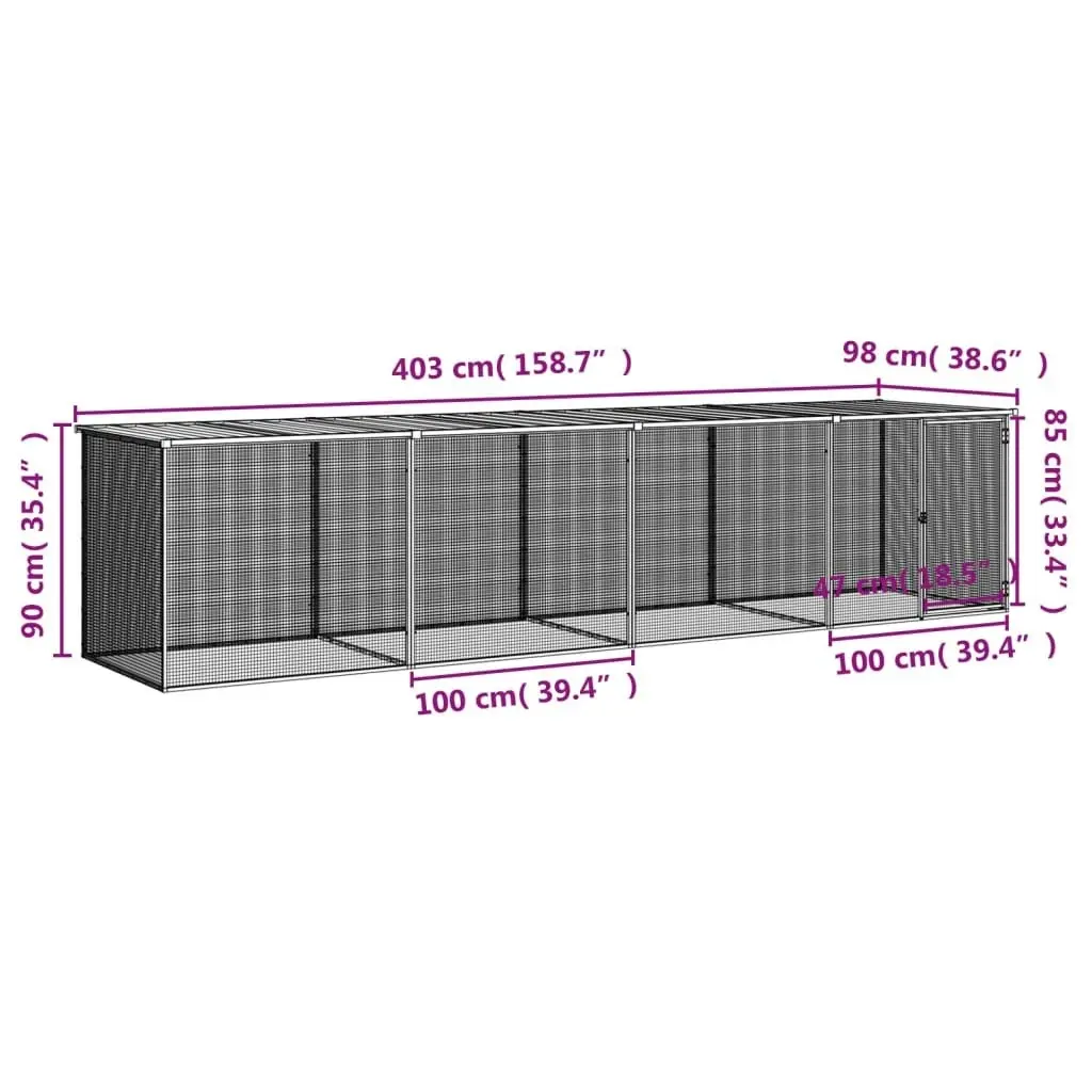 Chicken Cage with Roof Anthracite 403x98x90 cm Galvanised Steel 3189050