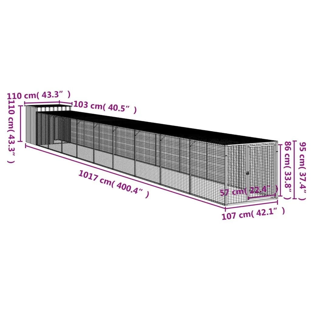 Chicken Cage with Run Anthracite 110x1017x110 cm Galvanised Steel 3189092