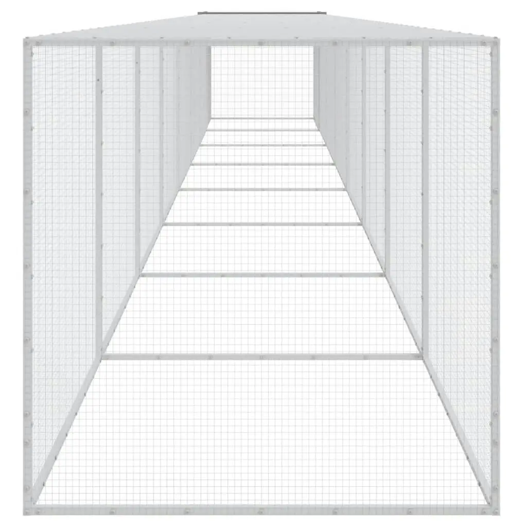 Chicken Cage with Roof Light Grey 803x98x90 cm Galvanised Steel 3189047