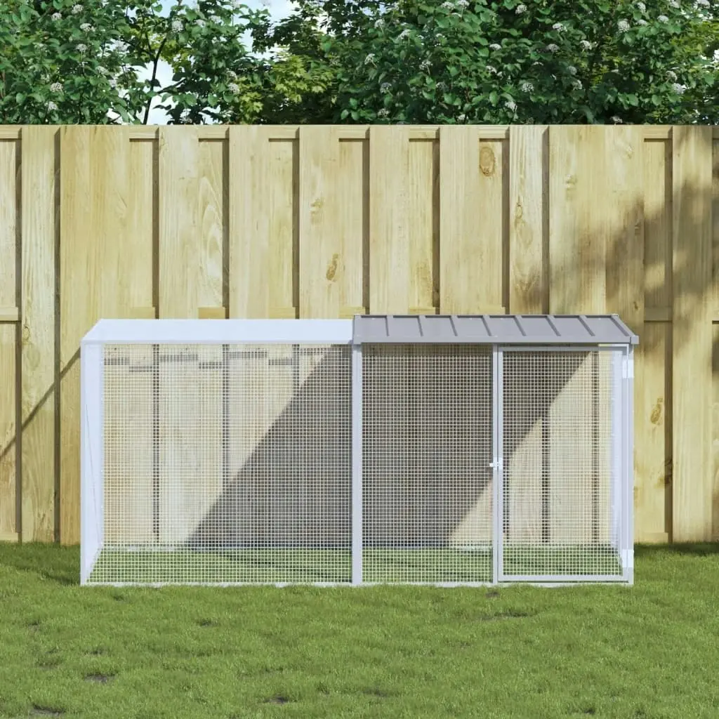 Chicken Cage with Roof Light Grey 203x98x90 cm Galvanised Steel 3189044