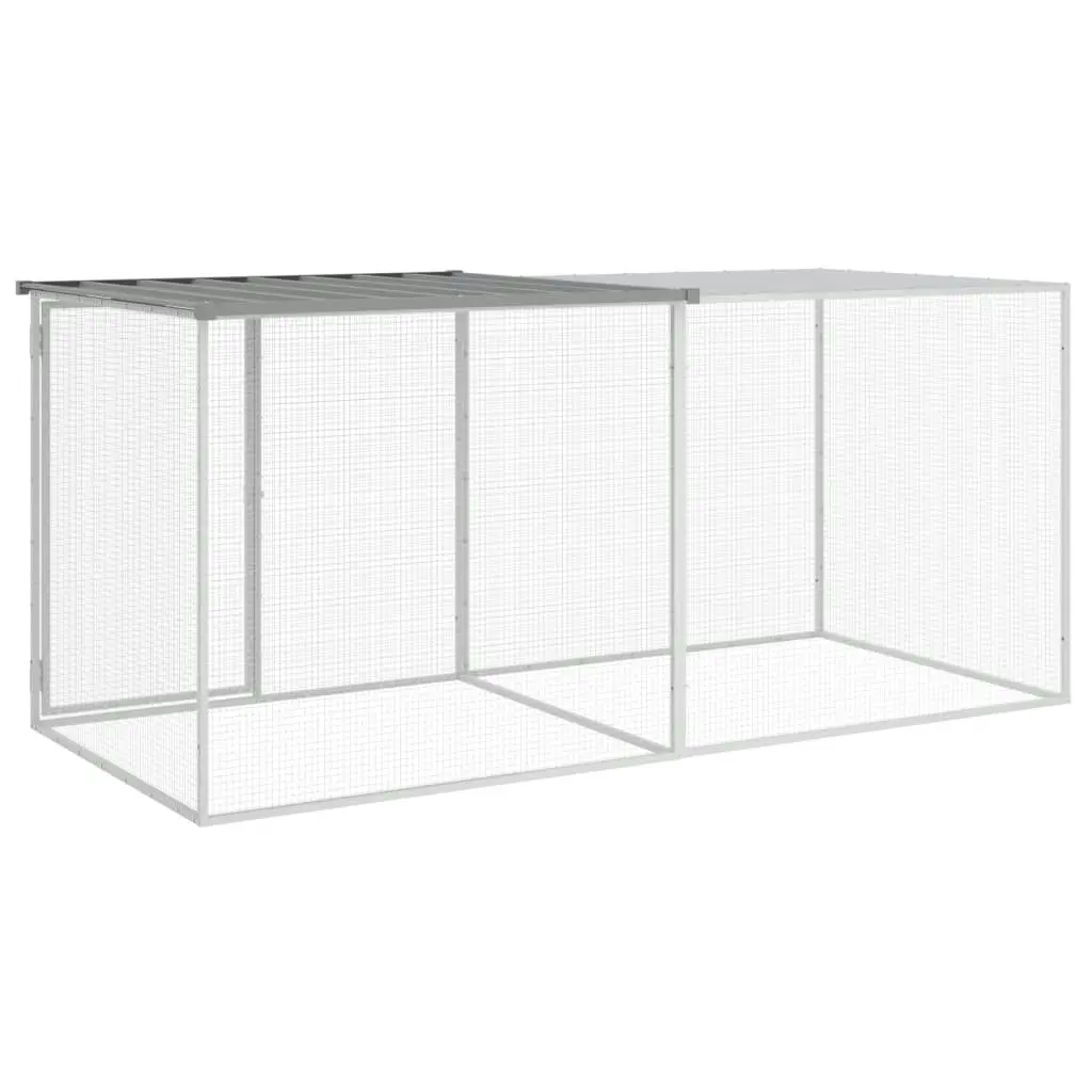 Chicken Cage with Roof Light Grey 203x98x90 cm Galvanised Steel 3189044