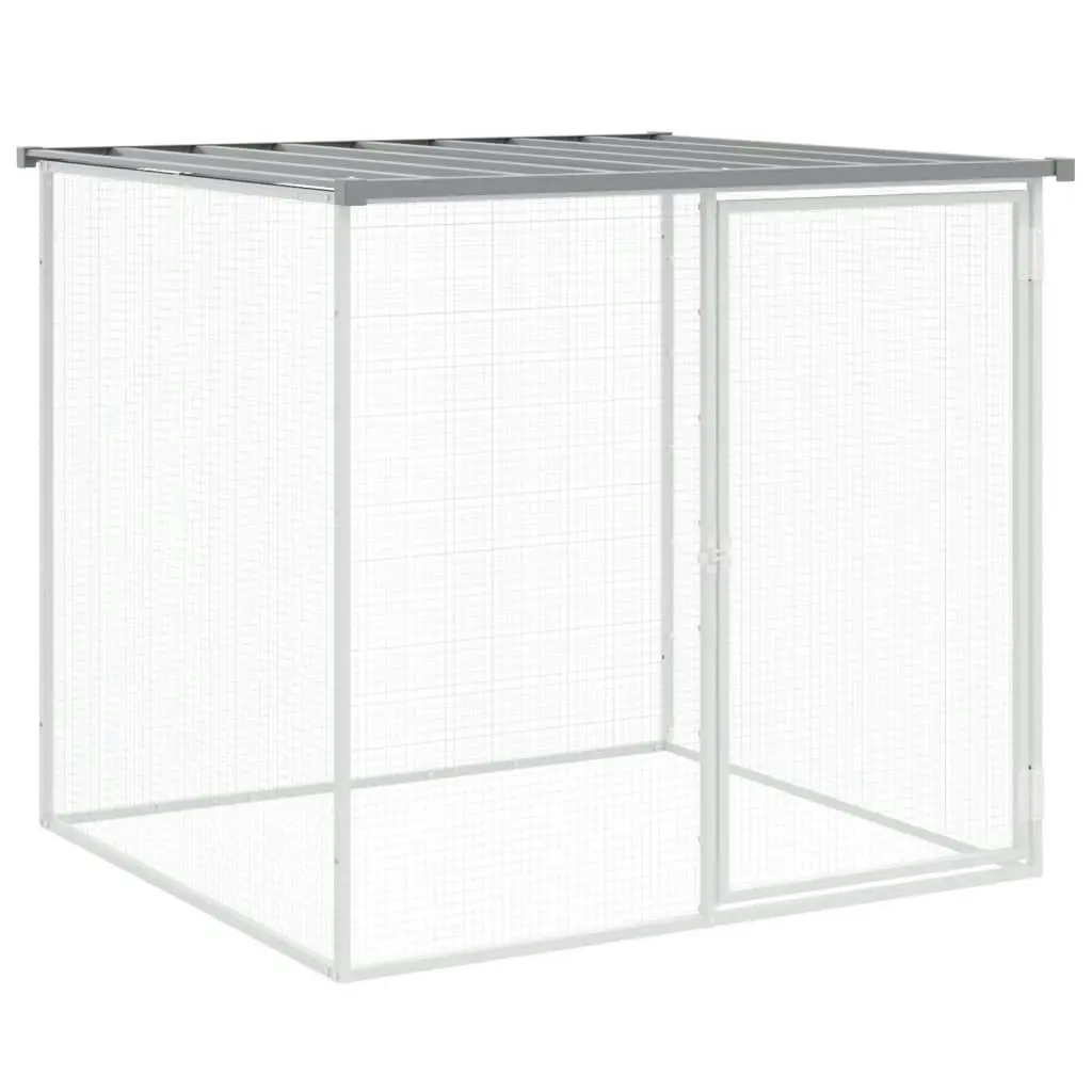 Chicken Cage with Roof Light Grey 203x98x90 cm Galvanised Steel 3189054