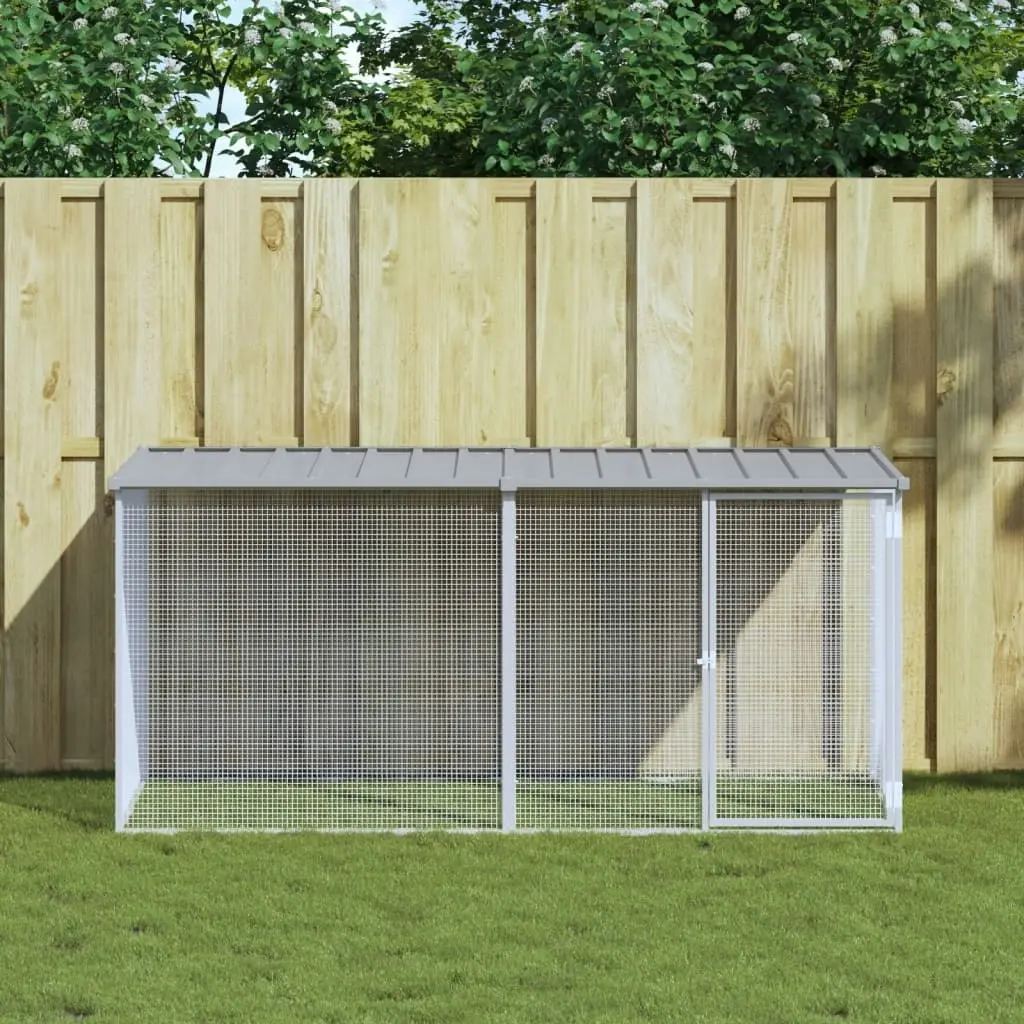 Chicken Cage with Roof Light Grey 203x98x90 cm Galvanised Steel 3189054