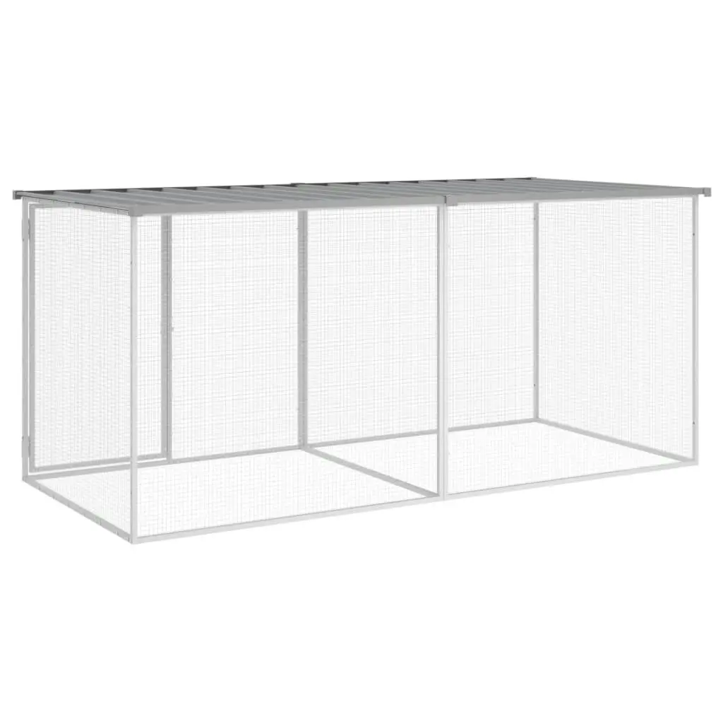 Chicken Cage with Roof Light Grey 203x98x90 cm Galvanised Steel 3189054