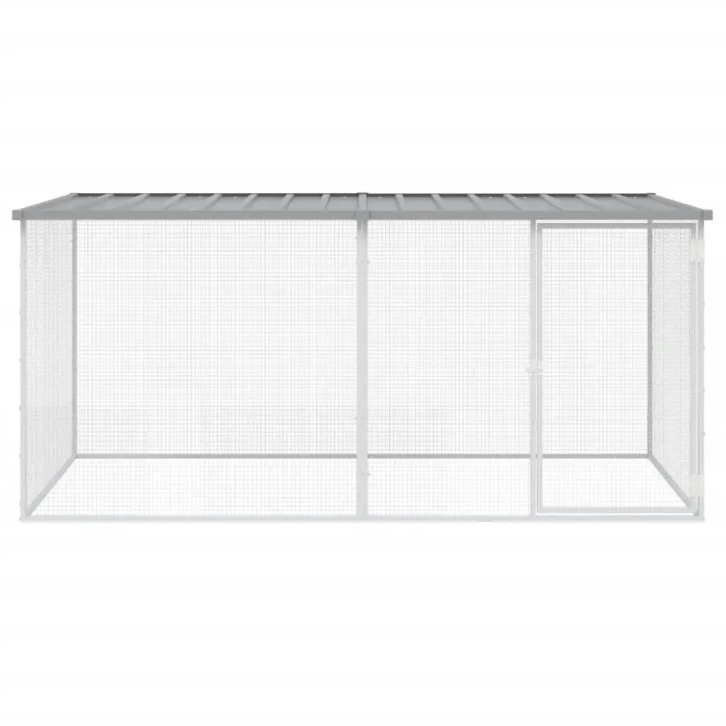 Chicken Cage with Roof Light Grey 203x98x90 cm Galvanised Steel 3189054