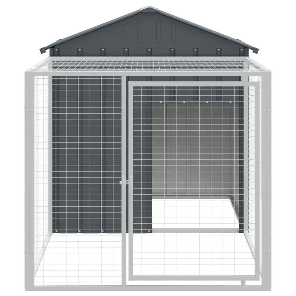 Chicken Cage with Run Anthracite 117x201x123 cm Galvanised Steel 172353