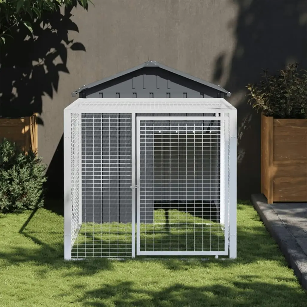 Chicken Cage with Run Anthracite 117x201x123 cm Galvanised Steel 172353