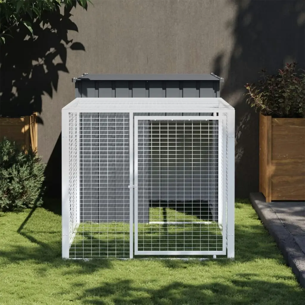 Chicken Cage with Run Anthracite 110x201x110 cm Galvanised Steel 172359