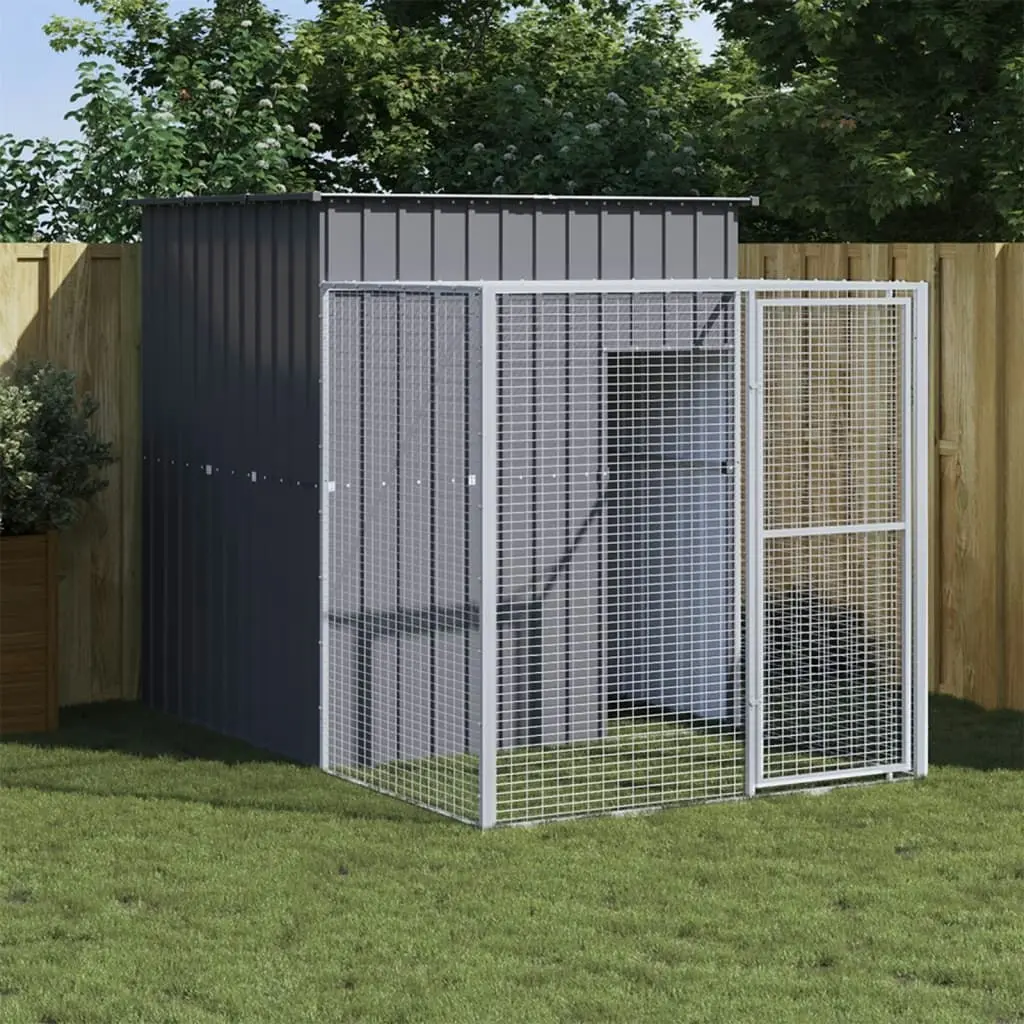 Chicken Cage with Run Anthracite 165x251x181 cm Galvanised Steel 172367