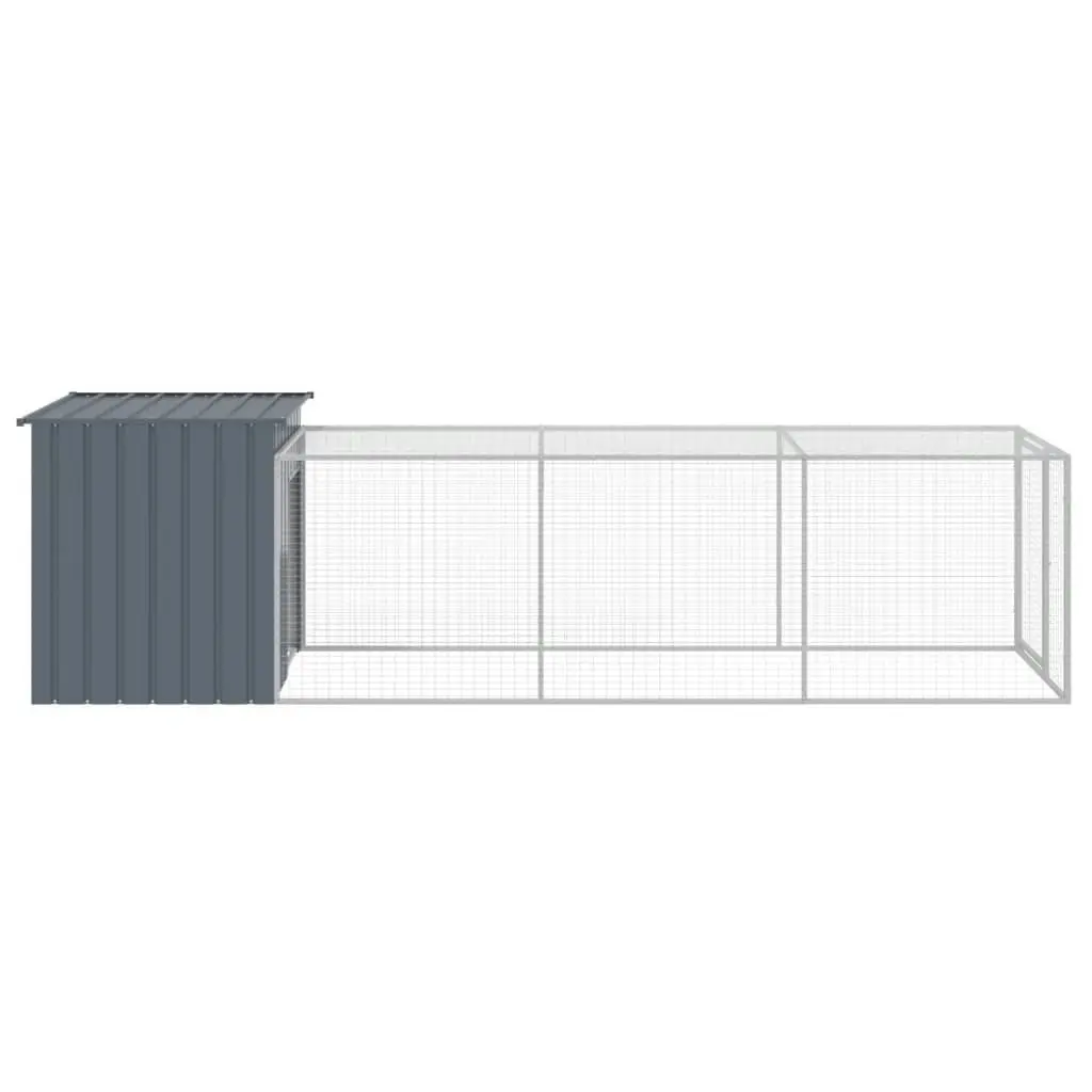 Chicken Cage with Run Anthracite 110x405x110 cm Galvanised Steel 3189089