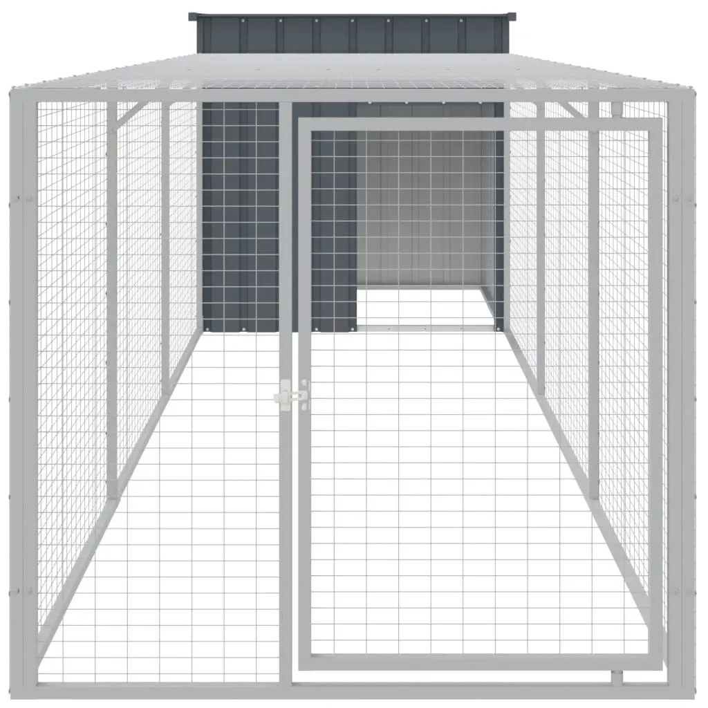 Chicken Cage with Run Anthracite 110x405x110 cm Galvanised Steel 3189089