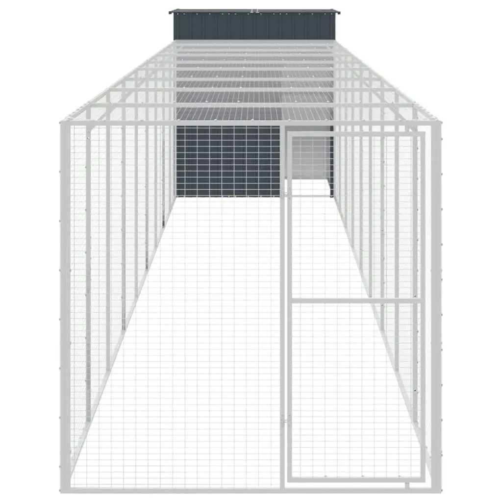 Chicken Cage with Run Anthracite 165x1067x181 cm Galvanised Steel 3189112