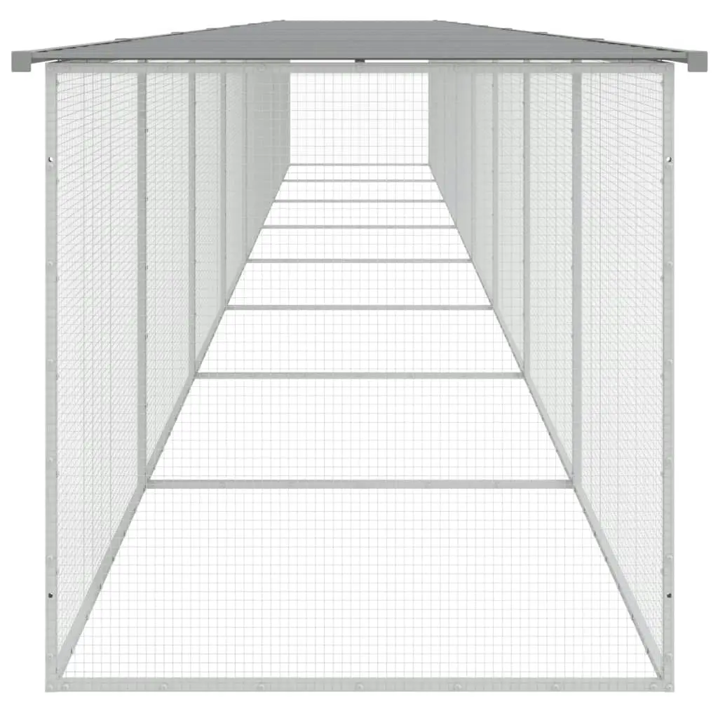 Chicken Cage with Roof Light Grey 803x98x90 cm Galvanised Steel 3189057