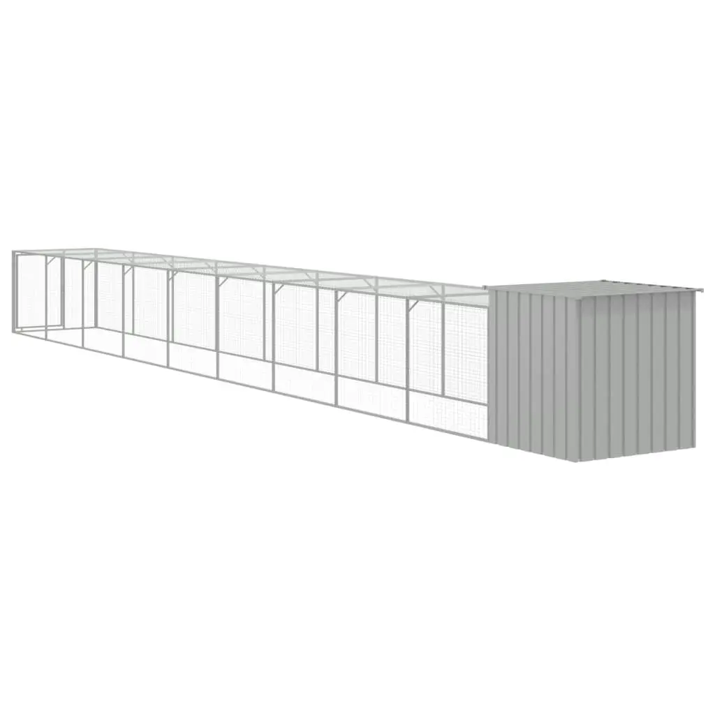 Chicken Cage with Run Light Grey 110x1017x110 cm Galvanised Steel 3189097