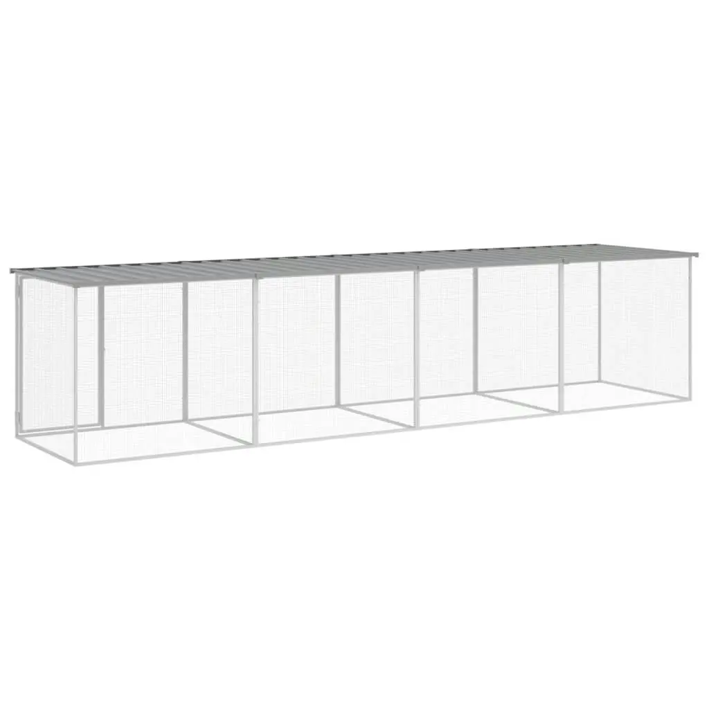 Chicken Cage with Roof Light Grey 403x98x90 cm Galvanised Steel 3189055