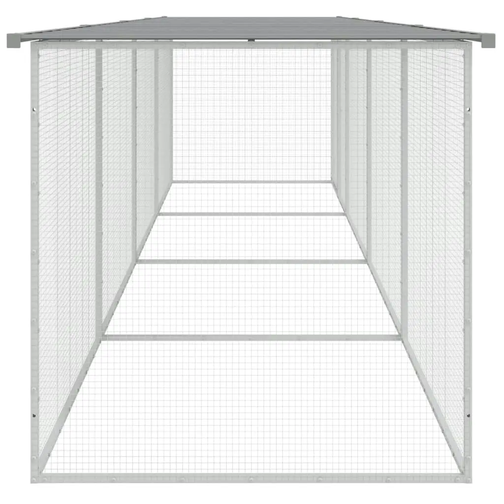 Chicken Cage with Roof Light Grey 403x98x90 cm Galvanised Steel 3189055