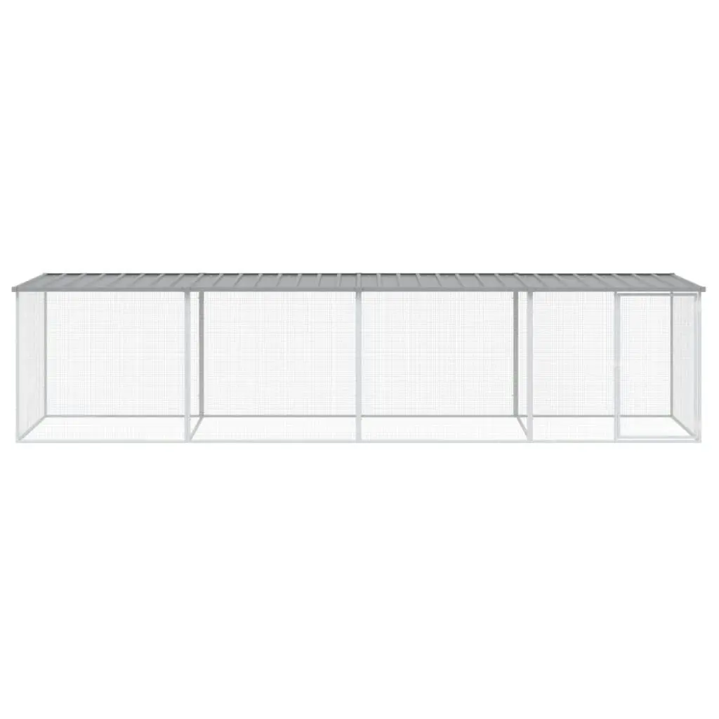 Chicken Cage with Roof Light Grey 403x98x90 cm Galvanised Steel 3189055