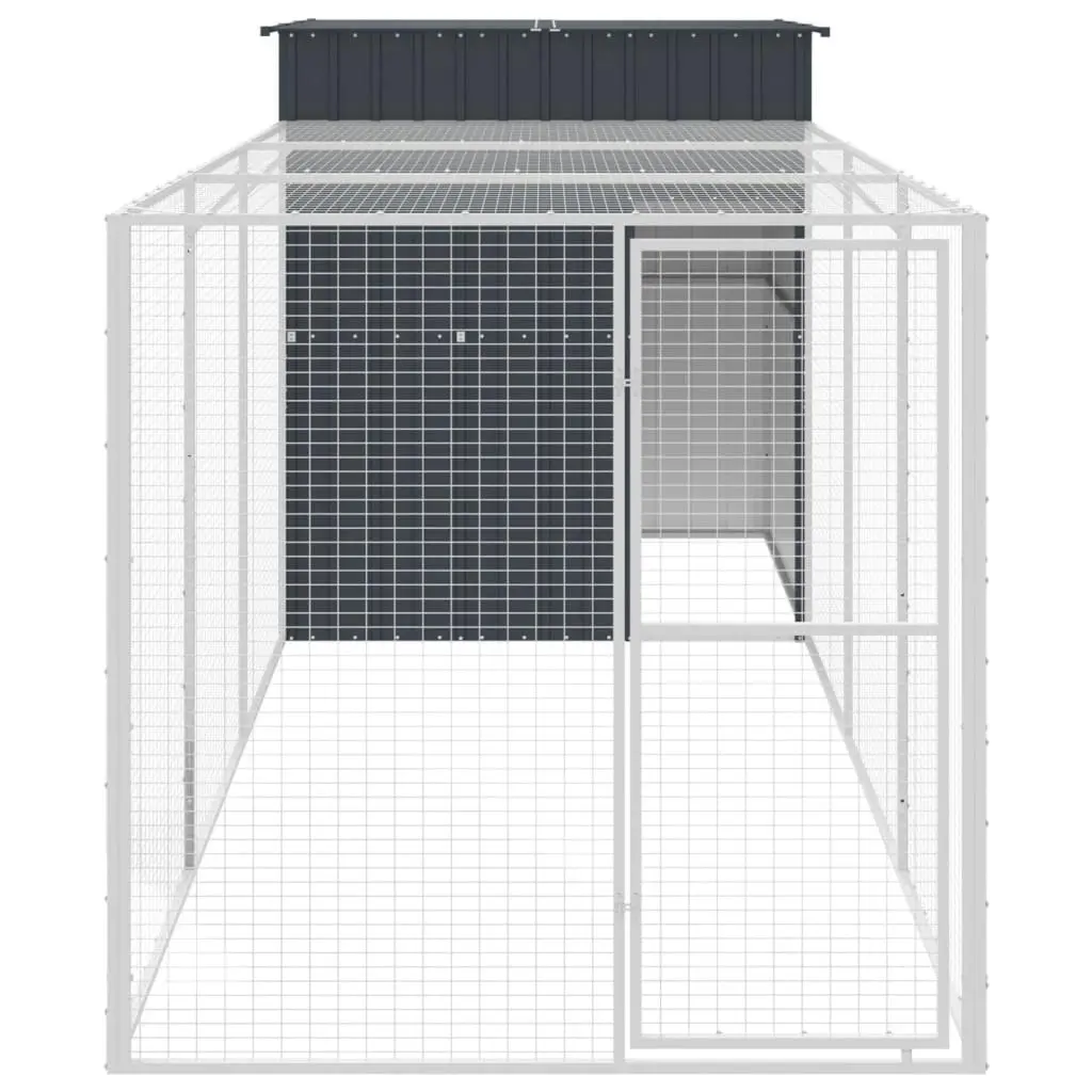 Chicken Cage with Run Anthracite 165x455x181 cm Galvanised Steel 3189109