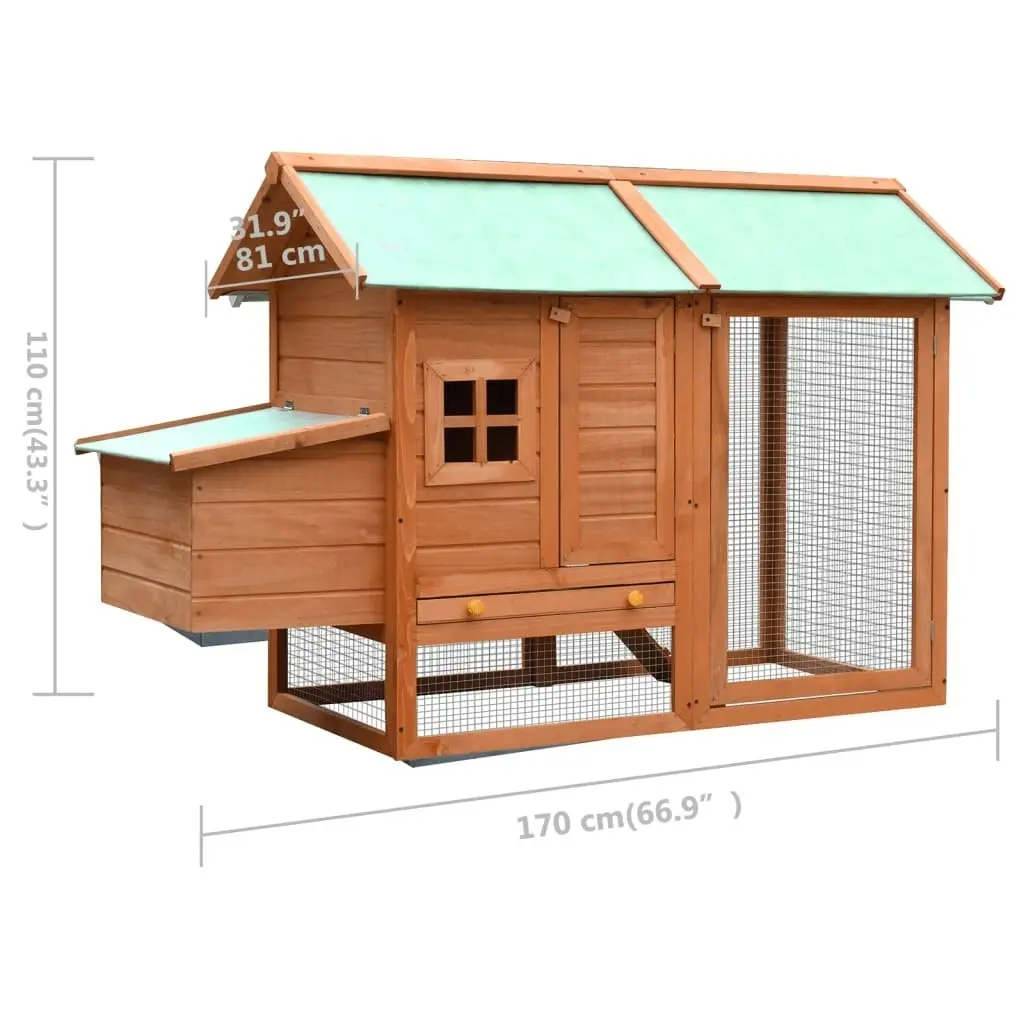 Chicken Cage Solid Pine & Fir Wood 170x81x110 cm 170644