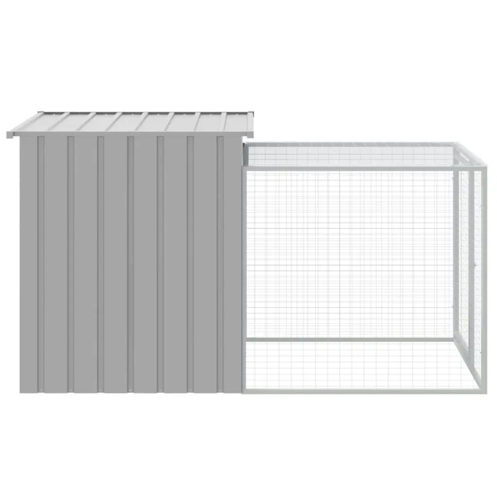 Chicken Cage with Run Light Grey 110x201x110 cm Galvanised Steel 172360