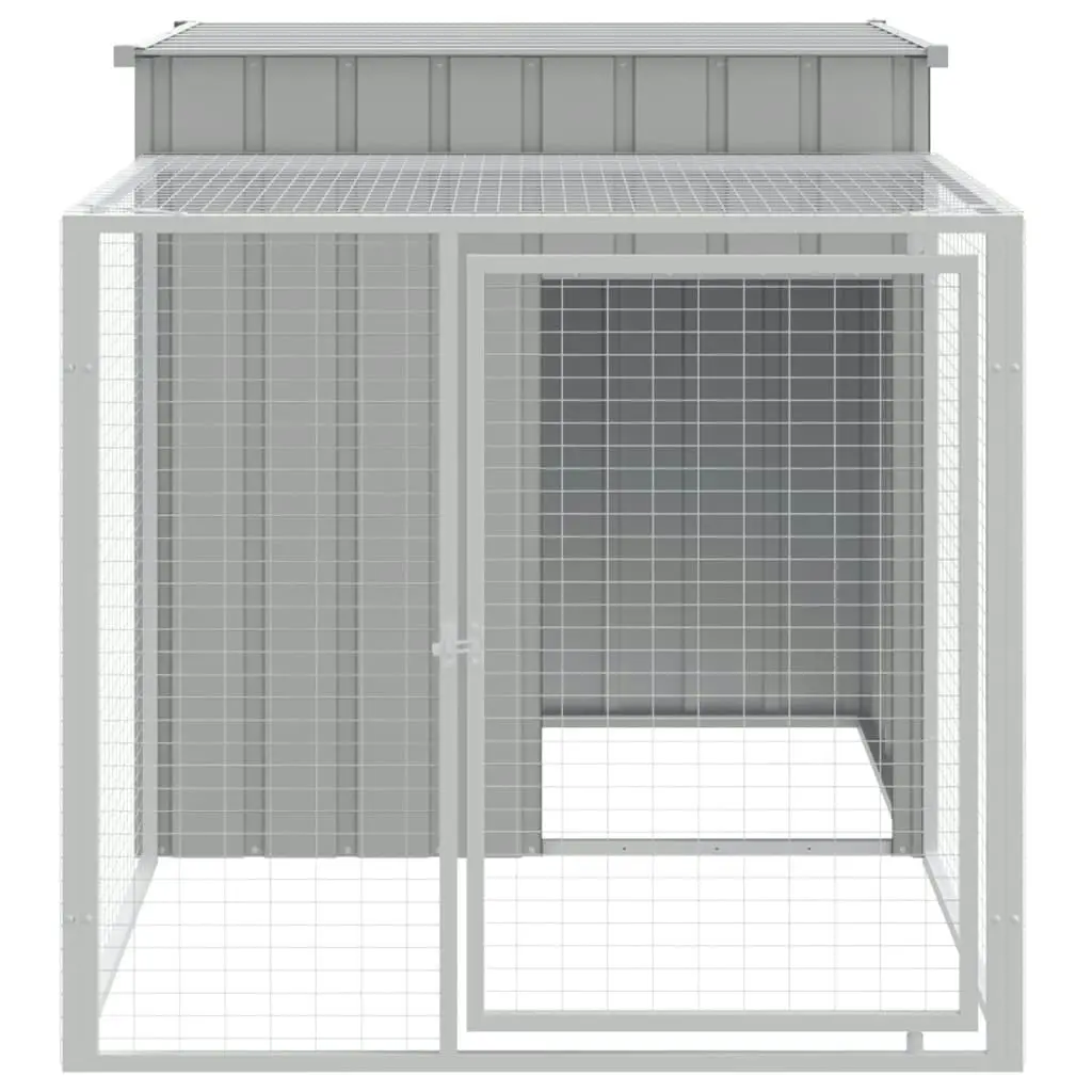 Chicken Cage with Run Light Grey 110x201x110 cm Galvanised Steel 172360