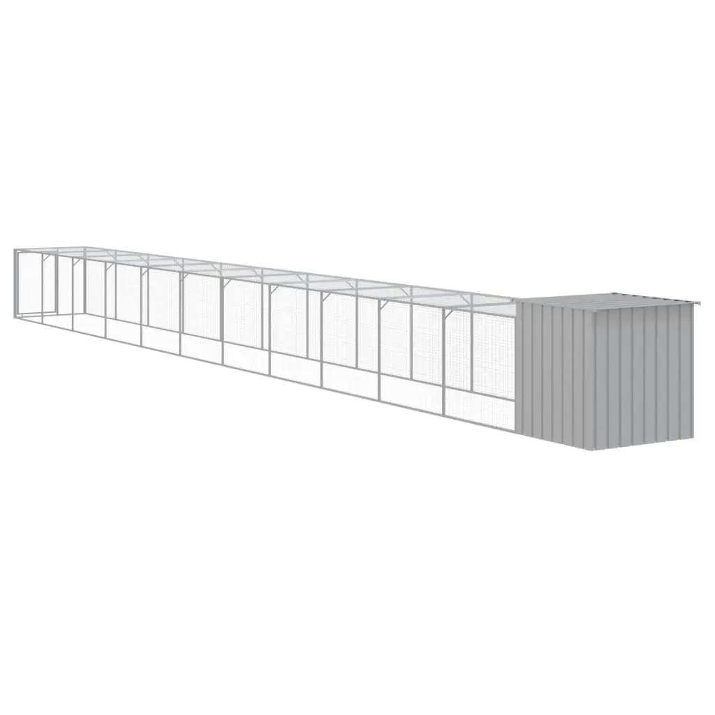 Chicken Cage with Run Light Grey 110x1221x110 cm Galvanised Steel 3189098