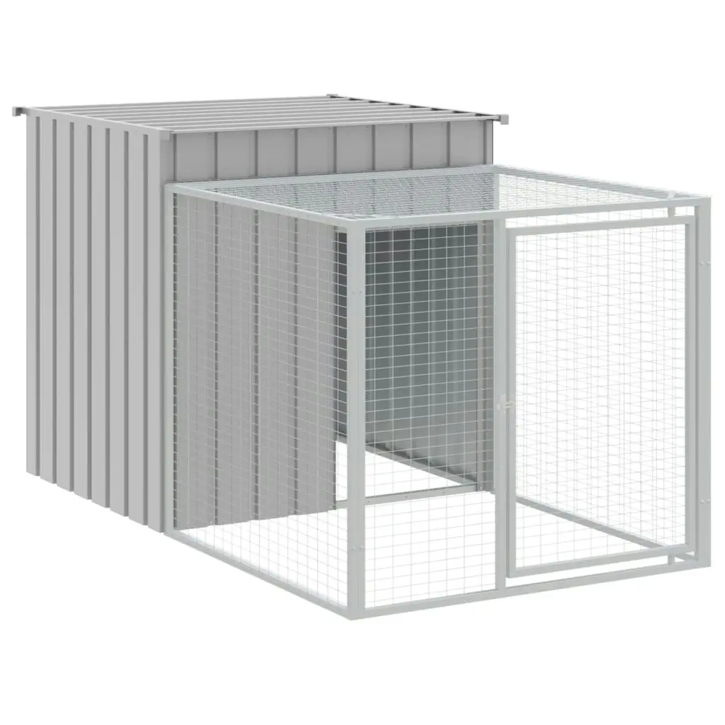 Chicken Cage with Run Light Grey 110x1221x110 cm Galvanised Steel 3189098