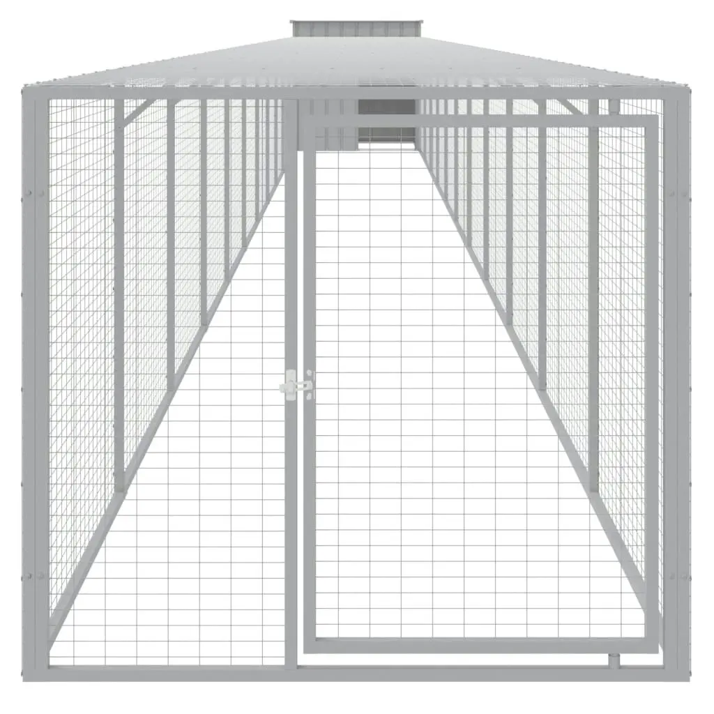 Chicken Cage with Run Light Grey 110x1221x110 cm Galvanised Steel 3189098