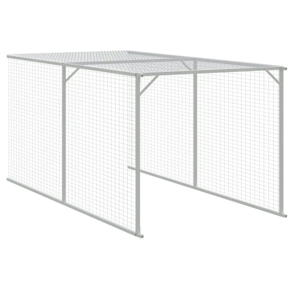 Chicken Cage with Run Light Grey 110x1221x110 cm Galvanised Steel 3189098