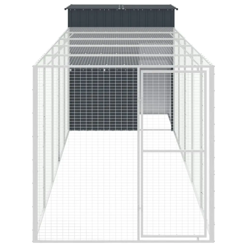 Chicken Cage with Run Anthracite 165x659x181 cm Galvanised Steel 3189110