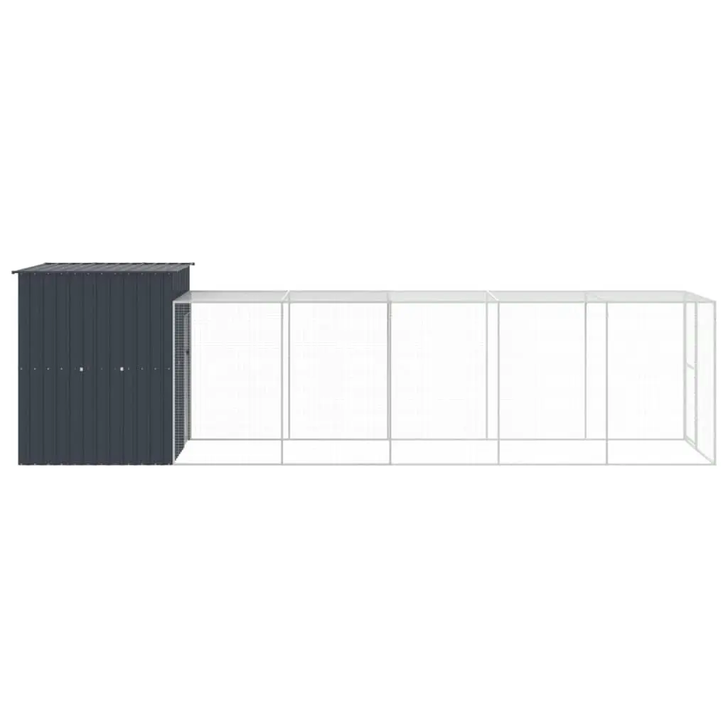 Chicken Cage with Run Anthracite 165x659x181 cm Galvanised Steel 3189110