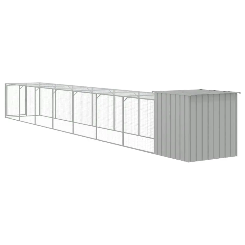 Chicken Cage with Run Light Grey 110x813x110 cm Galvanised Steel 3189096