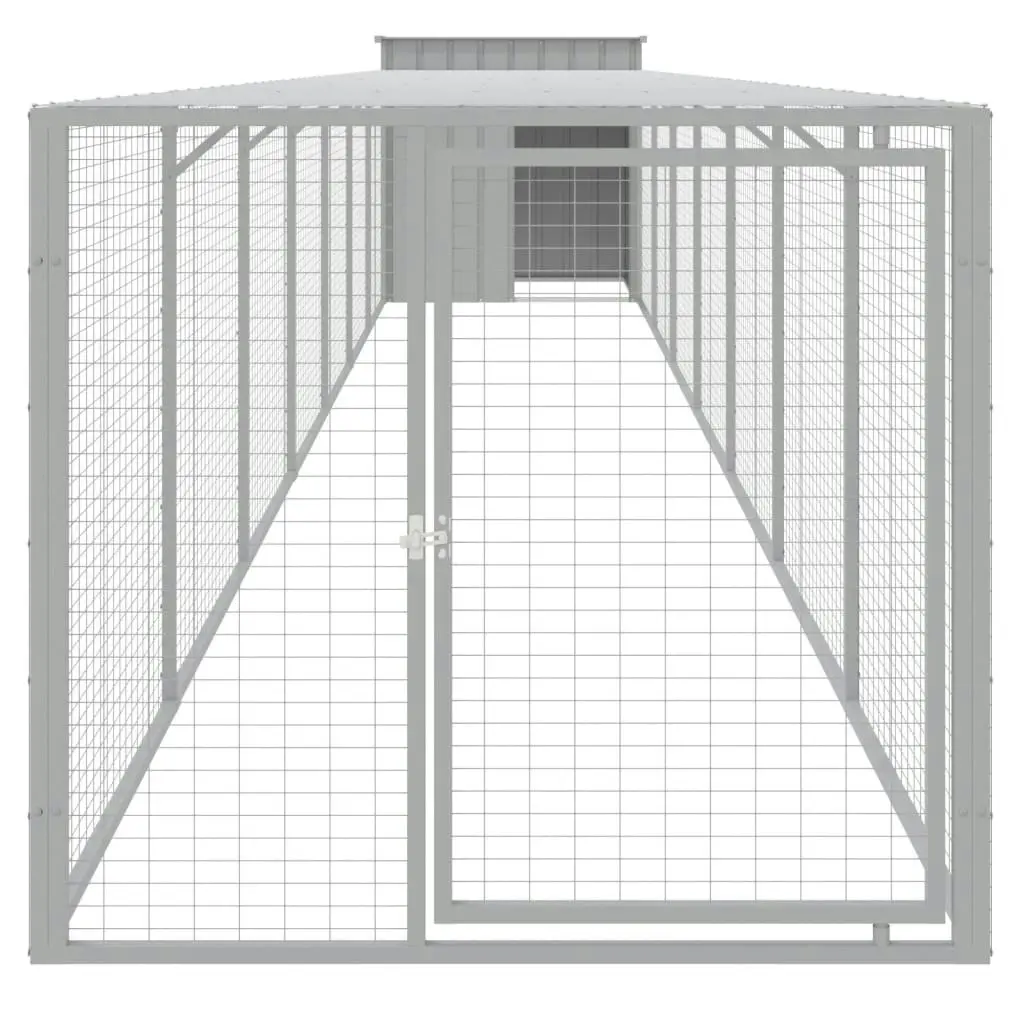 Chicken Cage with Run Light Grey 110x813x110 cm Galvanised Steel 3189096