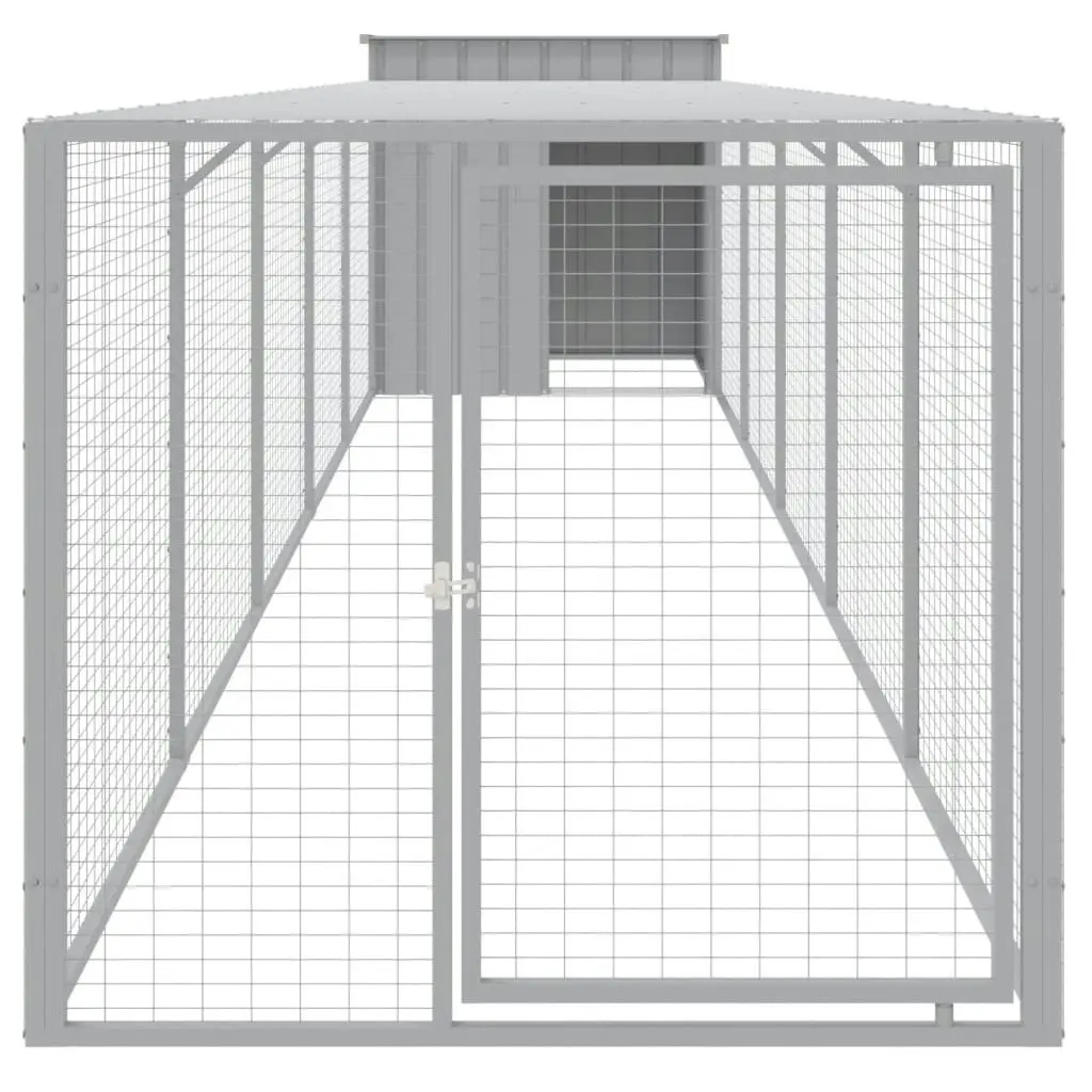 Chicken Cage with Run Light Grey 110x609x110 cm Galvanised Steel 3189095