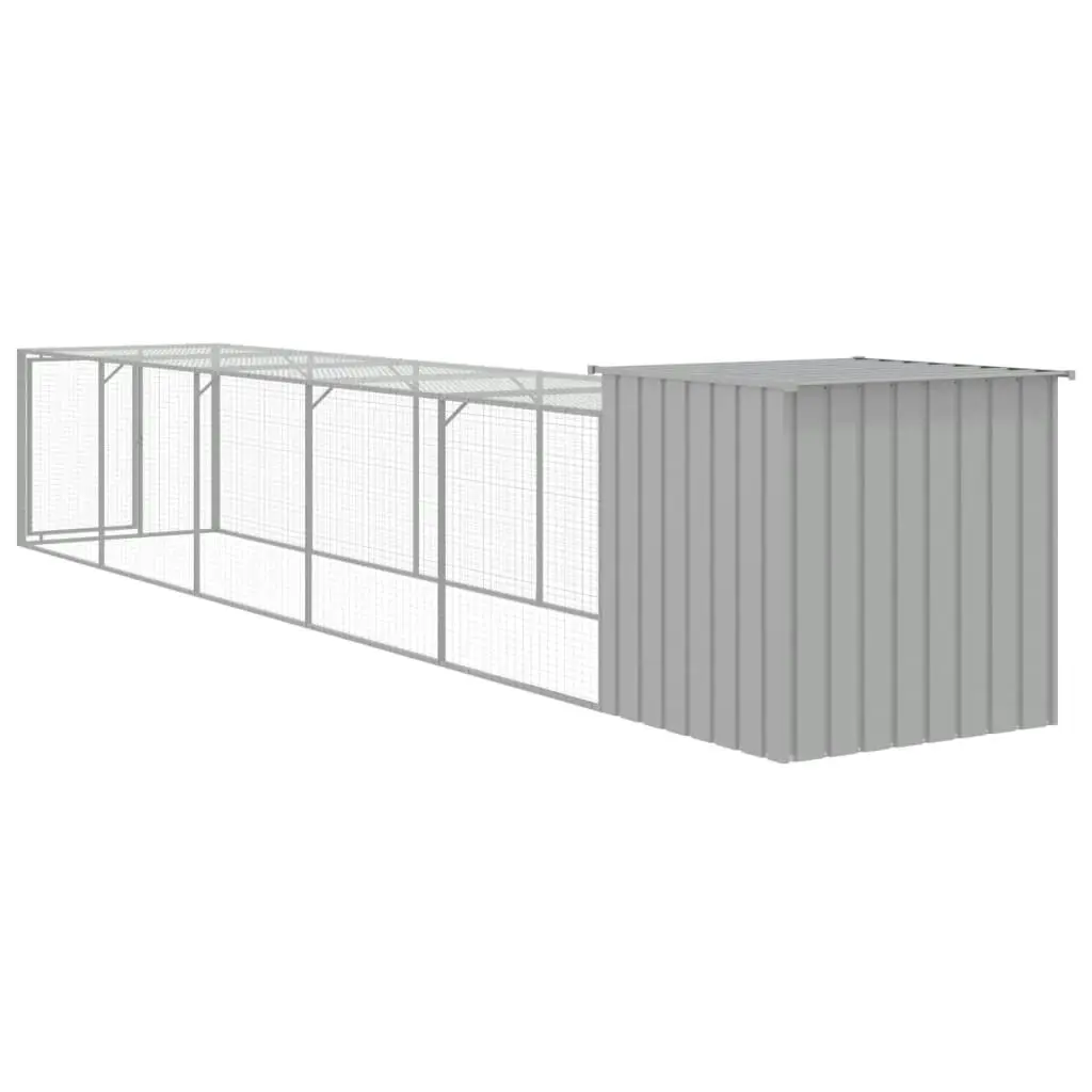 Chicken Cage with Run Light Grey 110x609x110 cm Galvanised Steel 3189095