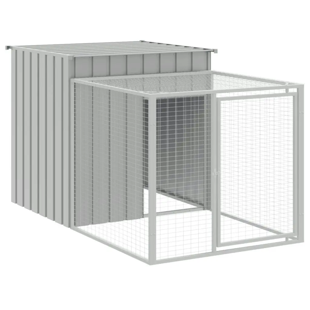 Chicken Cage with Run Light Grey 110x609x110 cm Galvanised Steel 3189095