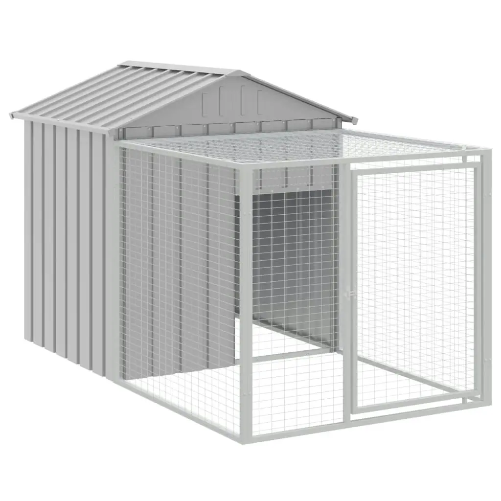 Chicken Cage with Run Light Grey 117x1221x123 cm Galvanised Steel 3189078