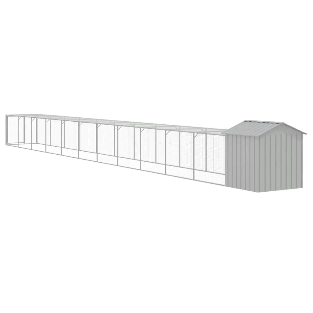 Chicken Cage with Run Light Grey 117x1221x123 cm Galvanised Steel 3189078