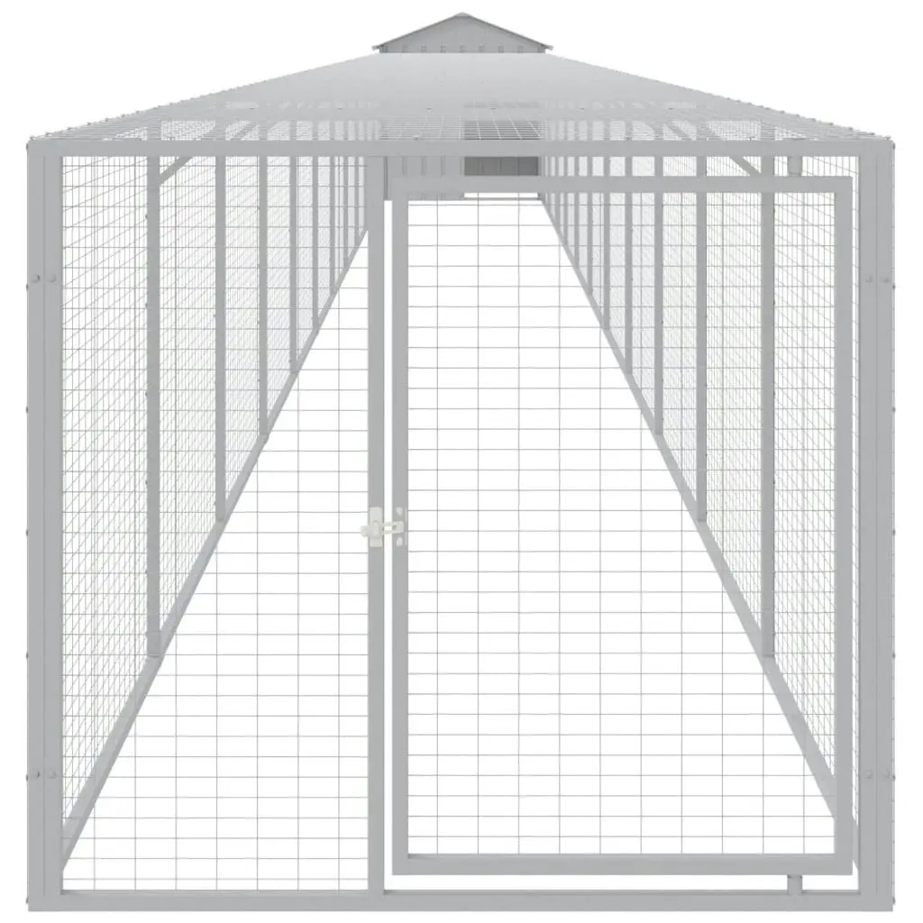 Chicken Cage with Run Light Grey 117x1221x123 cm Galvanised Steel 3189078