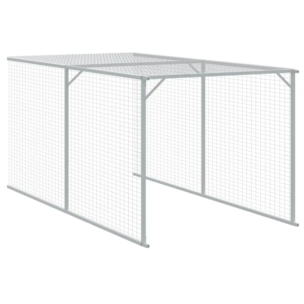 Chicken Cage with Run Light Grey 117x1221x123 cm Galvanised Steel 3189078