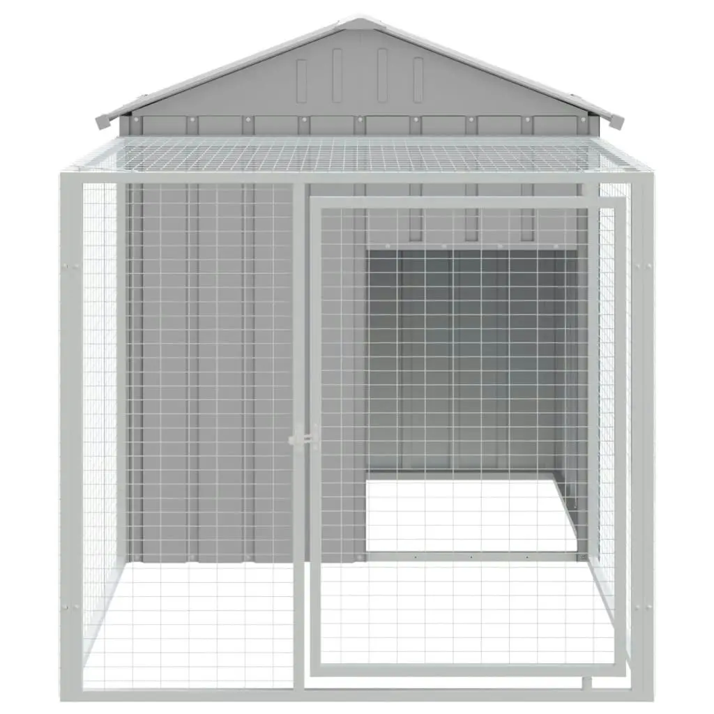 Chicken Cage with Run Light Grey 117x201x123 cm Galvanised Steel 172354