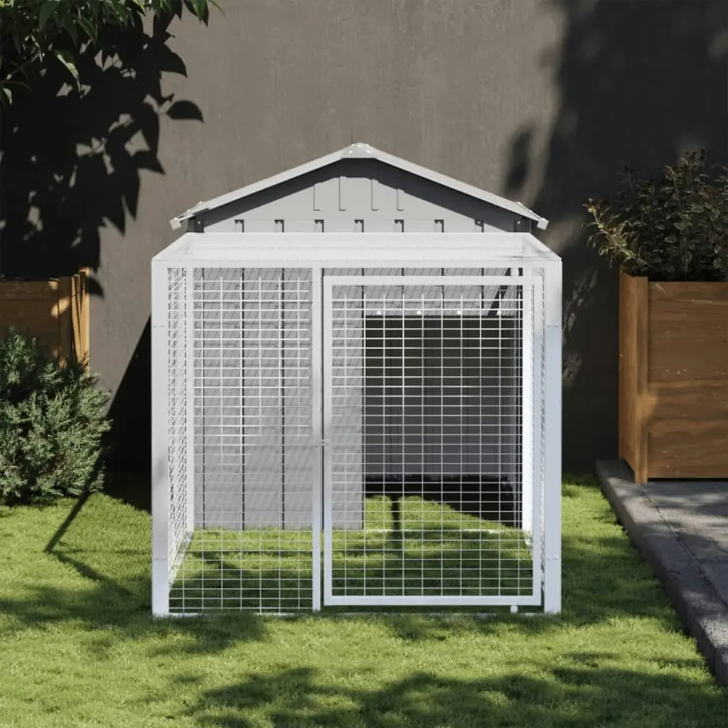 Chicken Cage with Run Light Grey 117x201x123 cm Galvanised Steel 172354