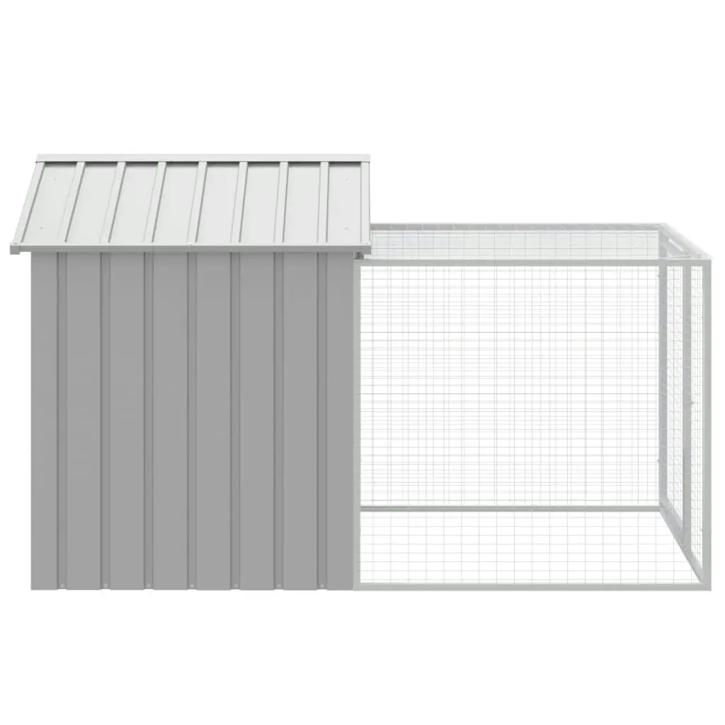 Chicken Cage with Run Light Grey 117x201x123 cm Galvanised Steel 172354