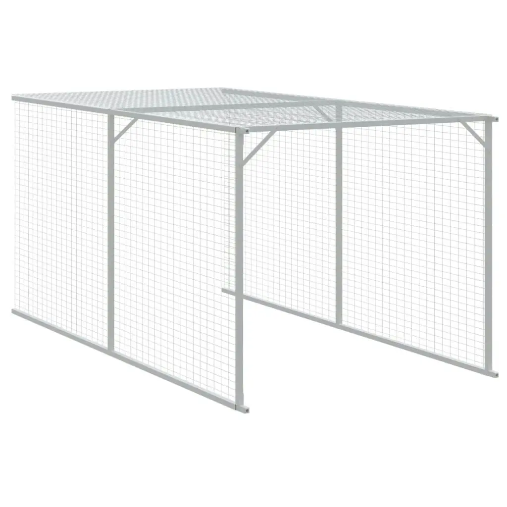 Chicken Cage with Run Light Grey 117x405x123 cm Galvanised Steel 3189074