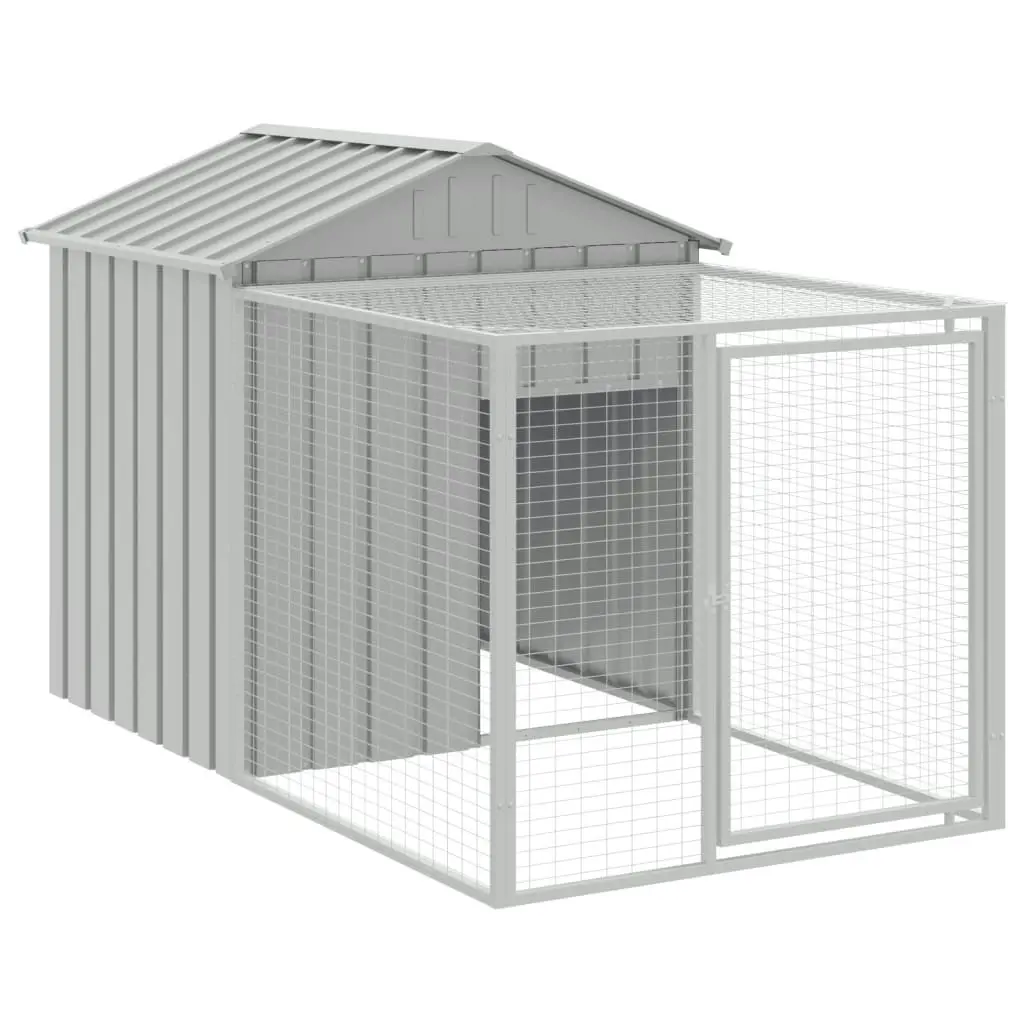 Chicken Cage with Run Light Grey 117x405x123 cm Galvanised Steel 3189074