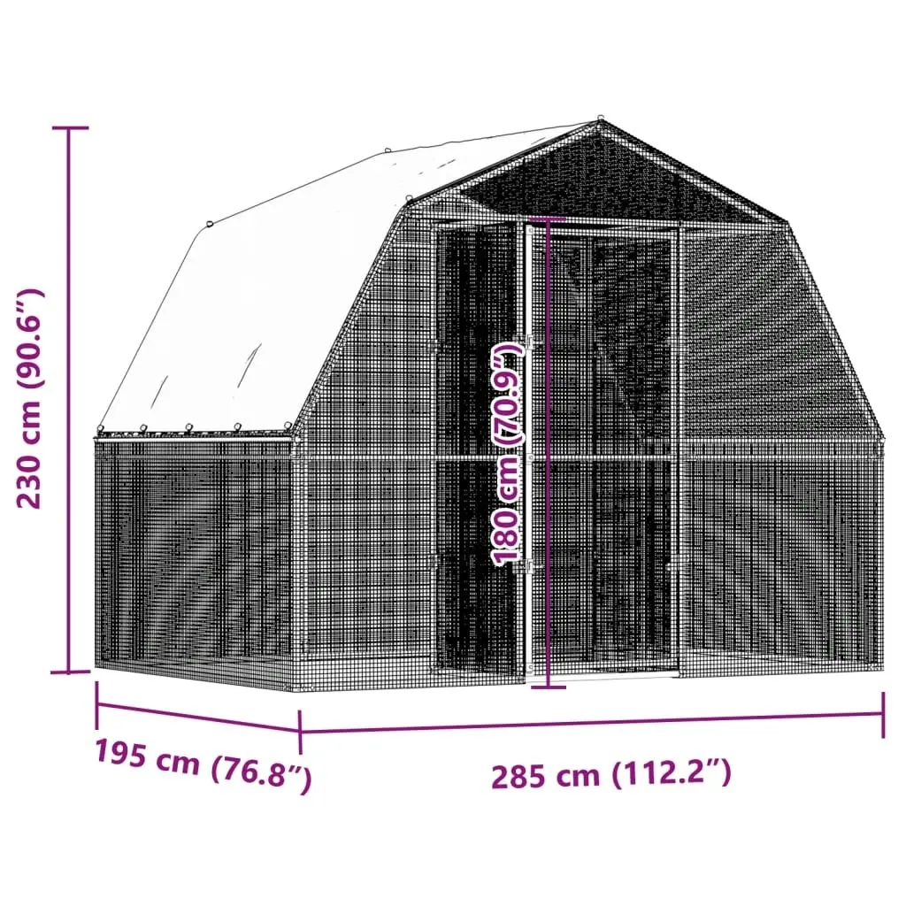 Chicken Cages 2 pcs with Roof and Door Silver Galvanised Steel 3294910