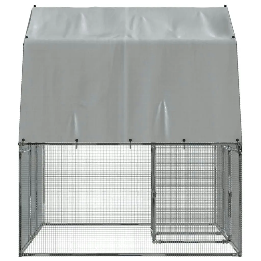 Chicken Cages 2 pcs with Roof and Door Silver Galvanised Steel 3294910